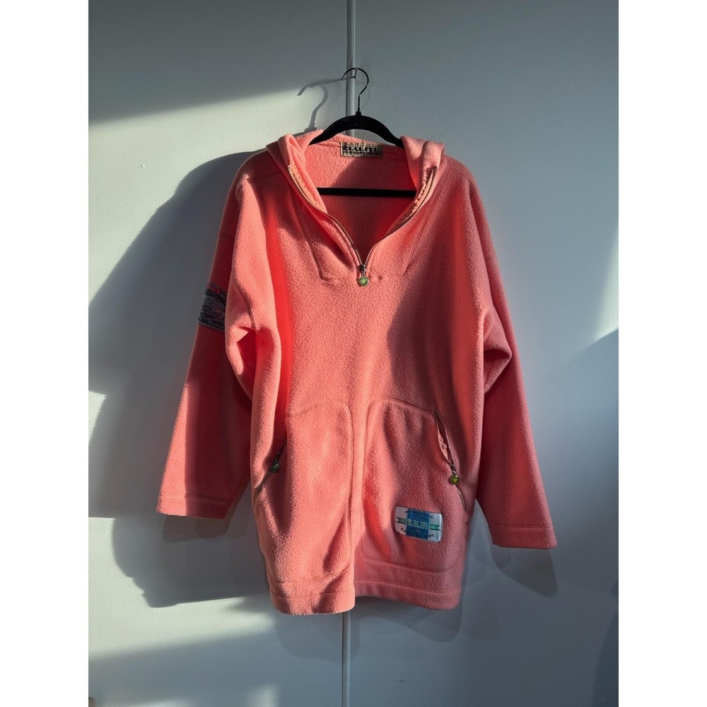 B.U.M. Equipment Hoodie Womens 2XL Pink Fleece 1/4 Zip Pullover Logo Pockets